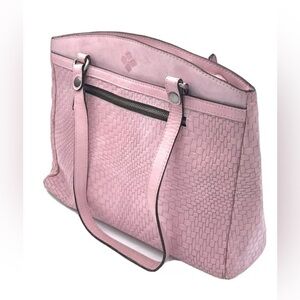 Patricia Nash Blush Pink Wavy Woven Embossed Leather Poppy Tote
